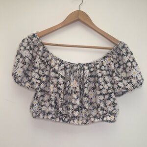 Lily Rose Daisy Print Off Shoulder Milkmaid Crop Top Cottagecore Floral XL